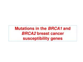 Mutations in the BRCA1 and BRCA2 breast cancer susceptibility genes