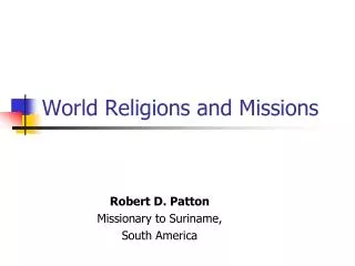 World Religions and Missions
