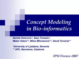 Concept Modeling in Bio-informatics