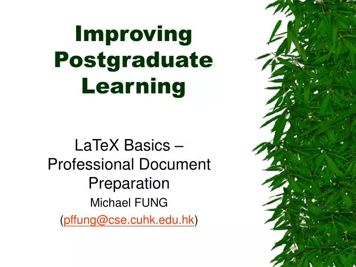 improving postgraduate learning
