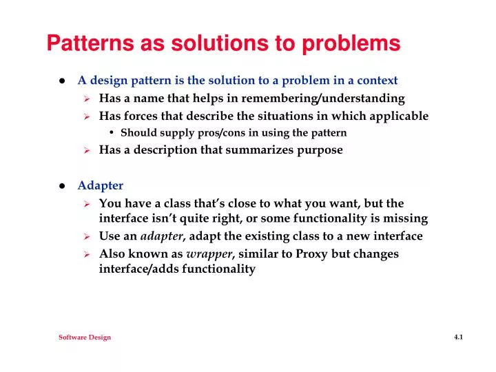 patterns as solutions to problems