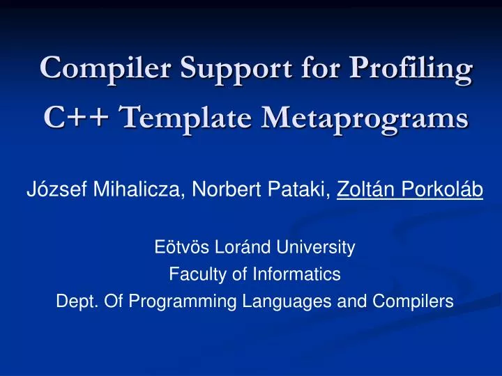 compiler support for profiling c template metaprograms