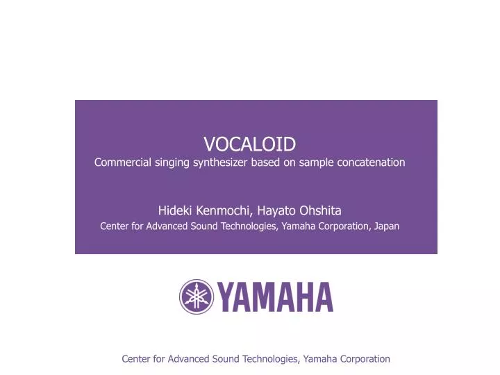 vocaloid commercial singing synthesizer based on sample concatenation
