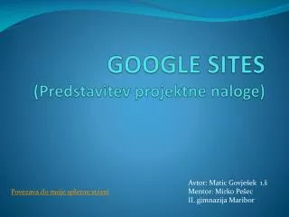 google sites predstavitev projektne naloge