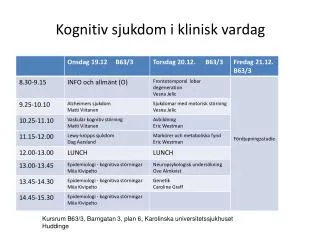 kognitiv sjukdom i klinisk vardag