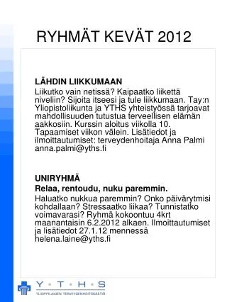 ryhm t kev t 2012