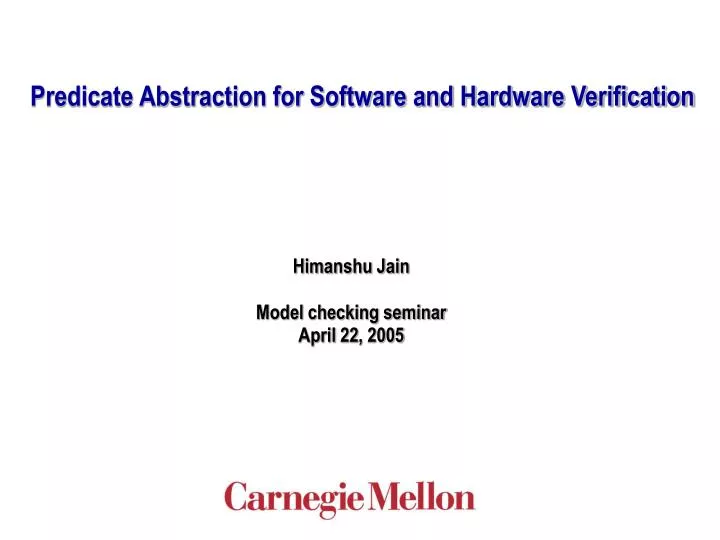 predicate abstraction for software and hardware verification
