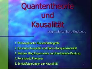 Quantentheorie und Kausalität