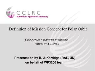 ESA CAPACITY Study Final Presentation ESTEC, 2 nd June 2005