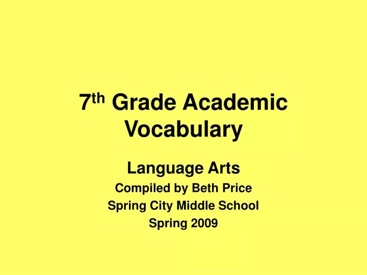 7 th grade academic vocabulary