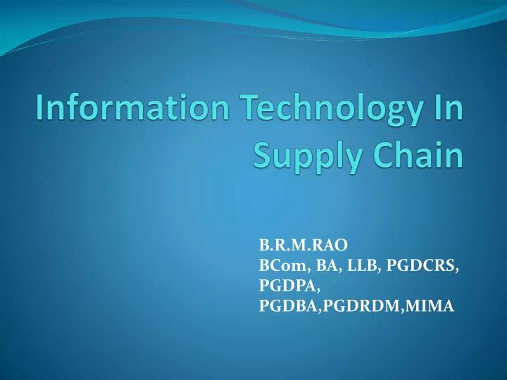 information technology in supply chain