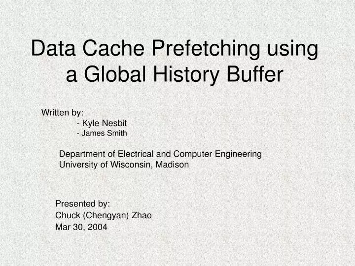 data cache prefetching using a global history buffer
