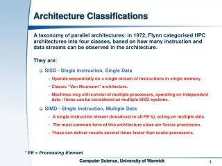 Architecture Classifications