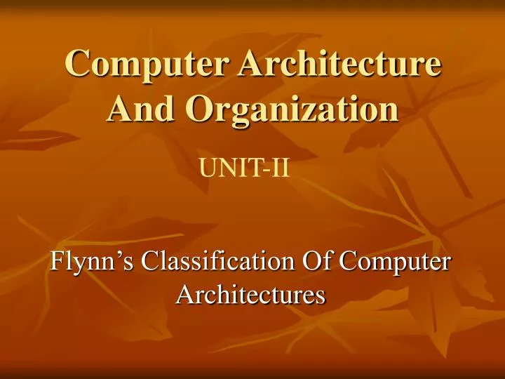 computer architecture and organization