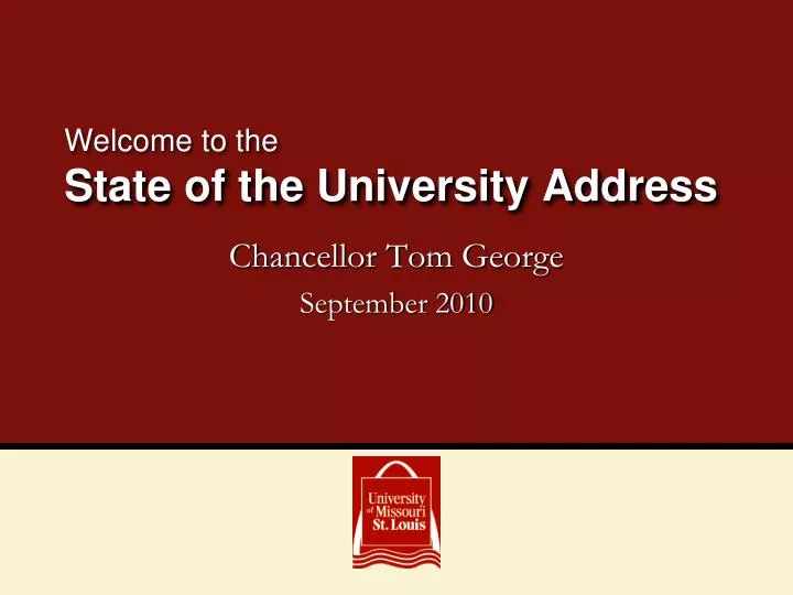 welcome to the state of the university address
