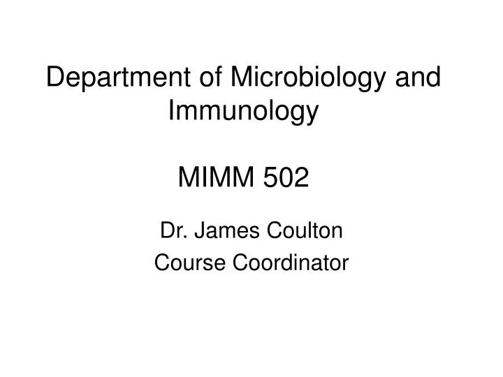 department of microbiology and immunology mimm 502