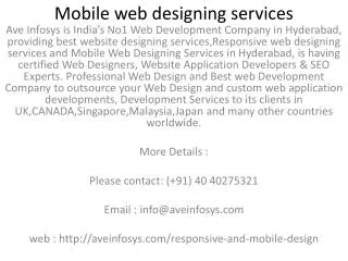 Mobile web designing services in UK CANADA Singapore Malaysia USA