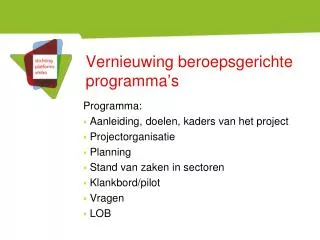 vernieuwing beroepsgerichte programma s