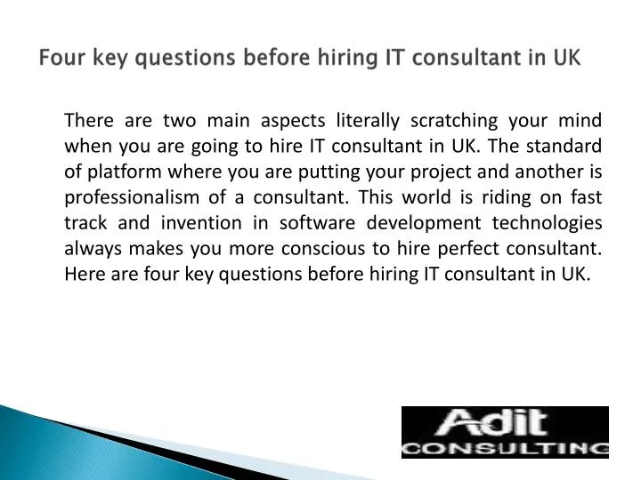 four key questions before hiring it consultant in uk