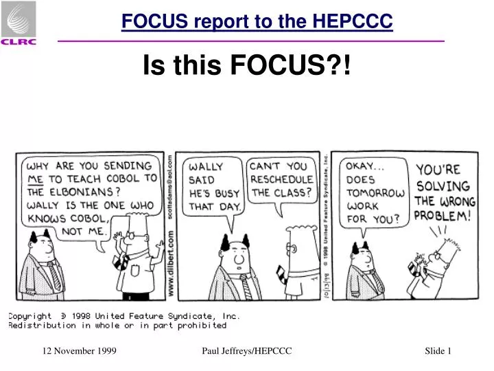 focus report to the hepccc