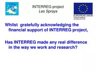 INTERREG project Les Sprays