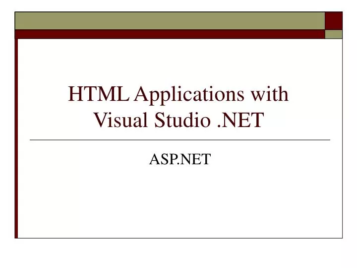 html applications with visual studio net