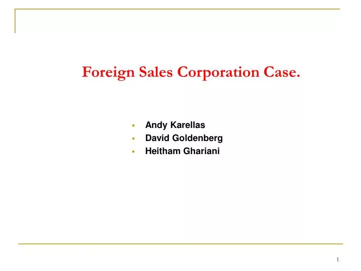 foreign sales corporation case