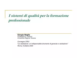 i sistemi di qualit per la formazione professionale