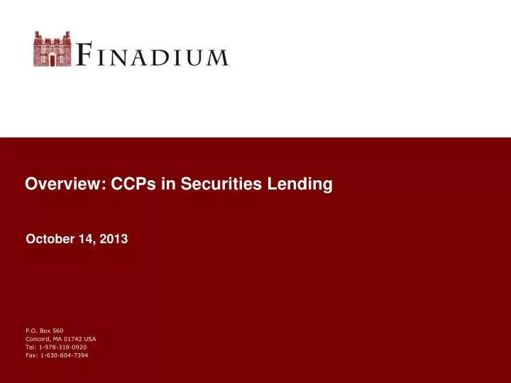 overview ccps in securities lending