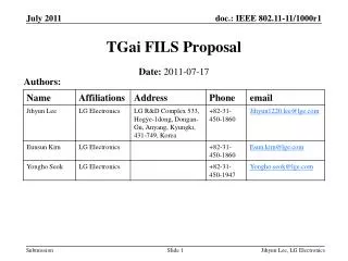 TGai FILS Proposal