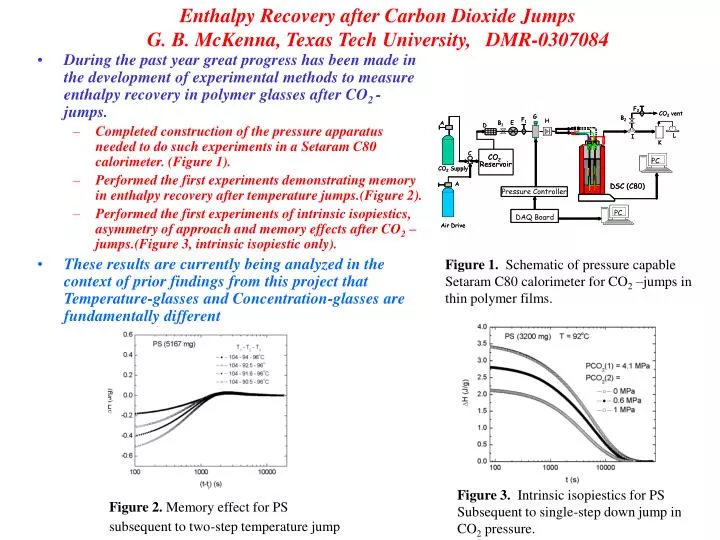 enthalpy recovery after carbon dioxide jumps g b mckenna texas tech university dmr 0307084