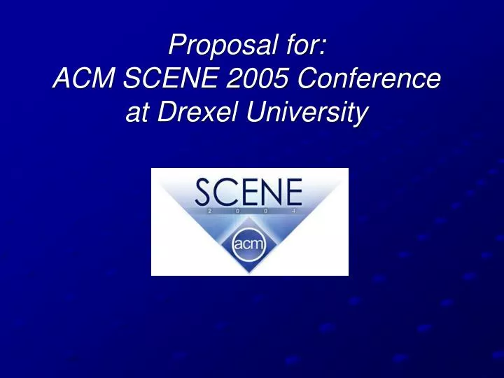 proposal for acm scene 2005 conference at drexel university