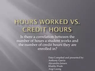 Hours Worked vs. Credit Hours