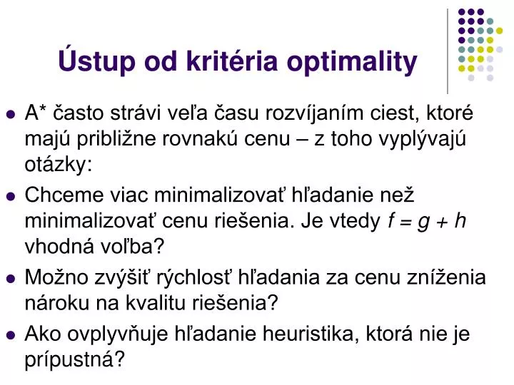 stup od krit ria optimality