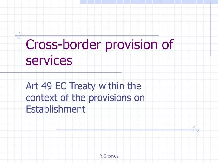 cross border provision of services