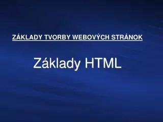 z klady tvorby webov ch str nok z klady html