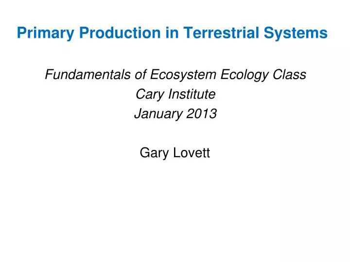 primary production in terrestrial systems