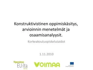 konstruktivistinen oppimisk sitys arvioinnin menetelm t ja osaamisanalyysit