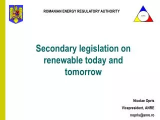 Secondary legislation on renewable today and tomorrow