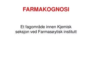 farmakognosi