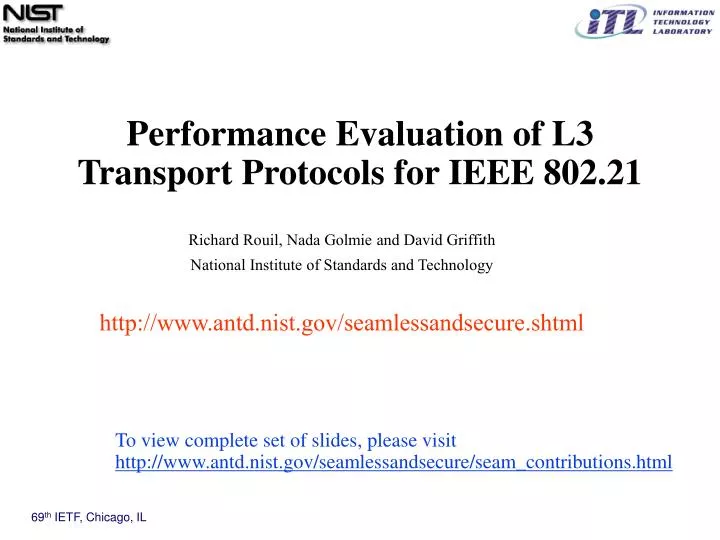performance evaluation of l3 transport protocols for ieee 802 21