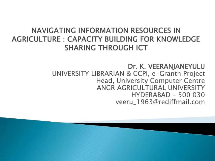 navigating information resources in agriculture capacity building for knowledge sharing through ict