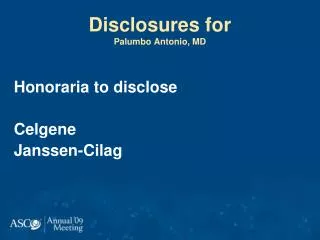 Disclosures for Palumbo Antonio, MD