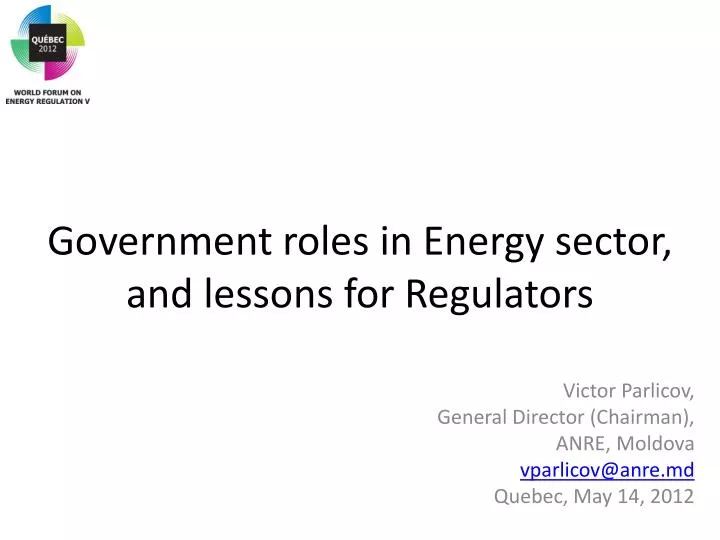 government roles in energy sector and lessons for regulators
