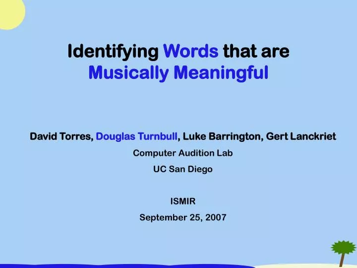 identifying words that are musically meaningful