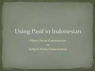 Using Pasif in Indonesian
