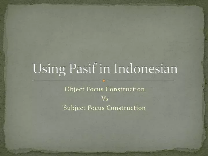 using pasif in indonesian