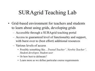 SURAgrid Teaching Lab