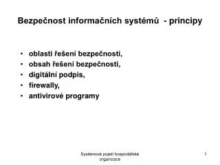 Bezpečnost informačních systémů - principy