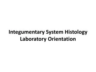 Integumentary System Histology Laboratory Orientation